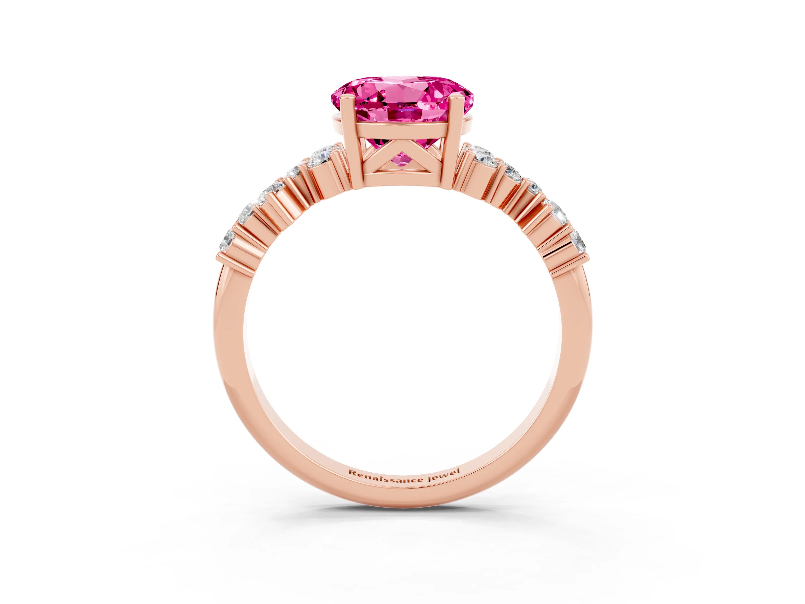 Rose gold Round Cut Diamond Cluster Pavé Band with Four-Prong Setting_3