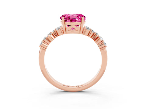 Rose gold Round Cut Diamond Cluster Pavé Band with Four-Prong Setting_3