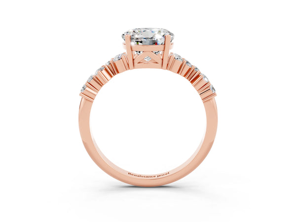Rose gold Round Cut Moissanite Scattered Round Accent Ring with Prong Setting