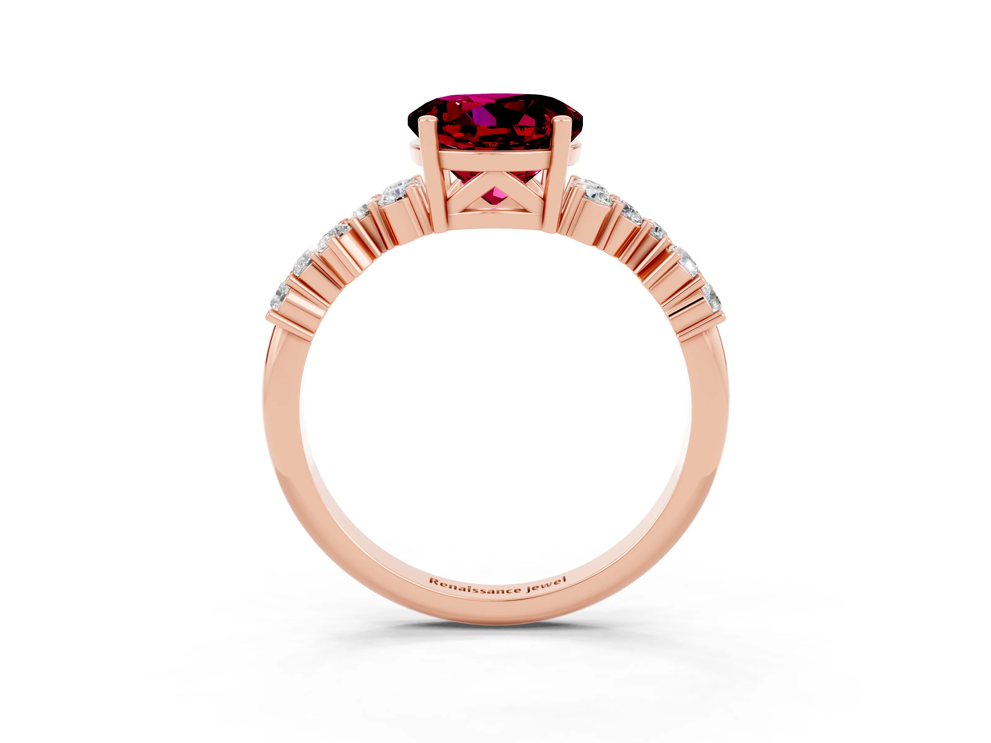 Rose gold Round Cut Diamond Cluster Pavé Band with Four-Prong Setting_3