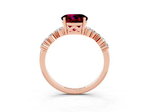 Rose gold Round Cut Diamond Cluster Pavé Band with Four-Prong Setting_3