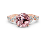 Rose gold Round Cut Diamond Cluster Pavé Band with Four-Prong Setting