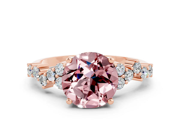 Rose gold Round Cut Diamond Cluster Pavé Band with Four-Prong Setting