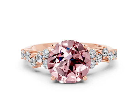 Rose gold Round Cut Diamond Cluster Pavé Band with Four-Prong Setting