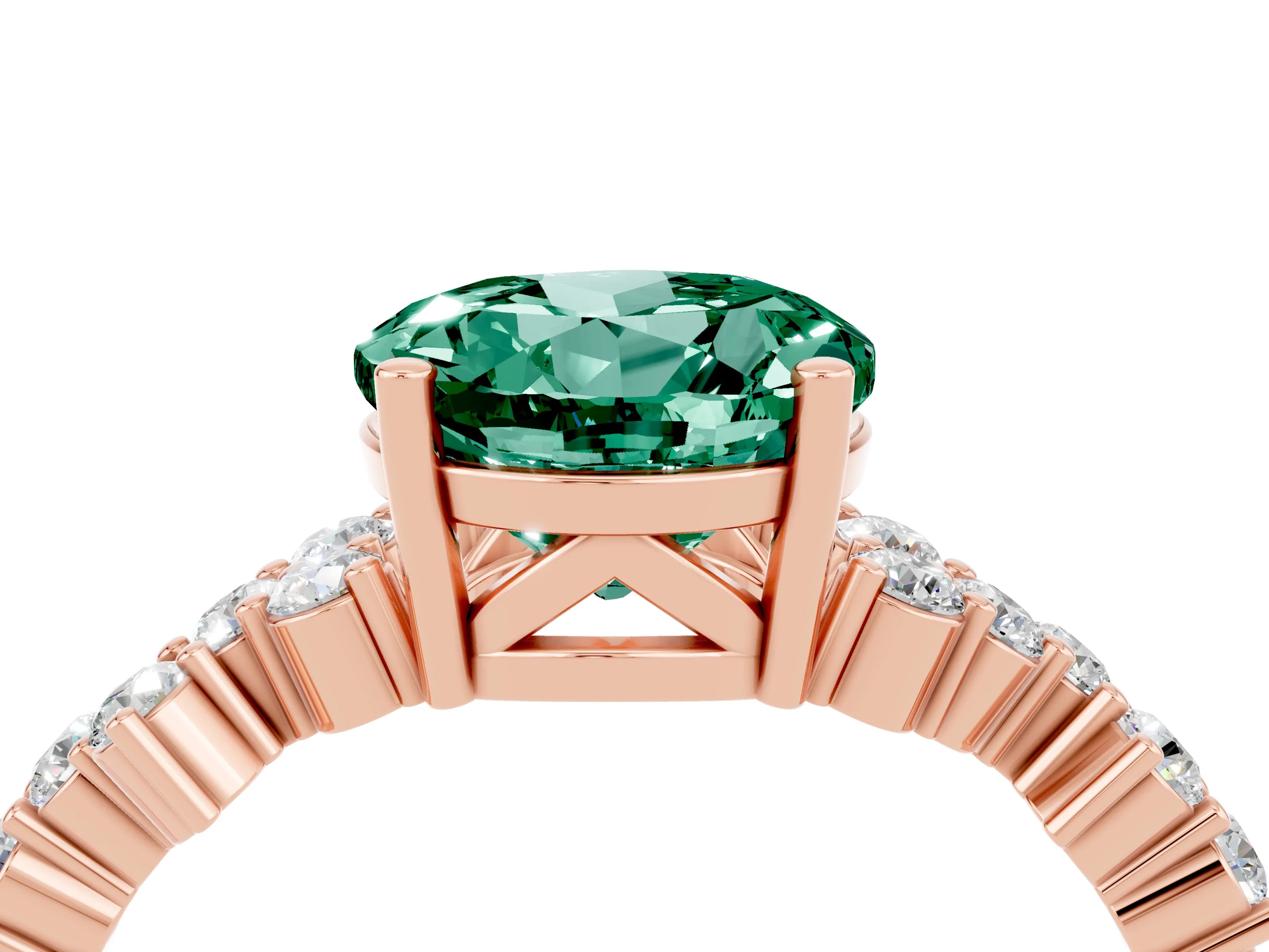 Rose gold Round Cut Diamond Cluster Pavé Band with Four-Prong Setting_4