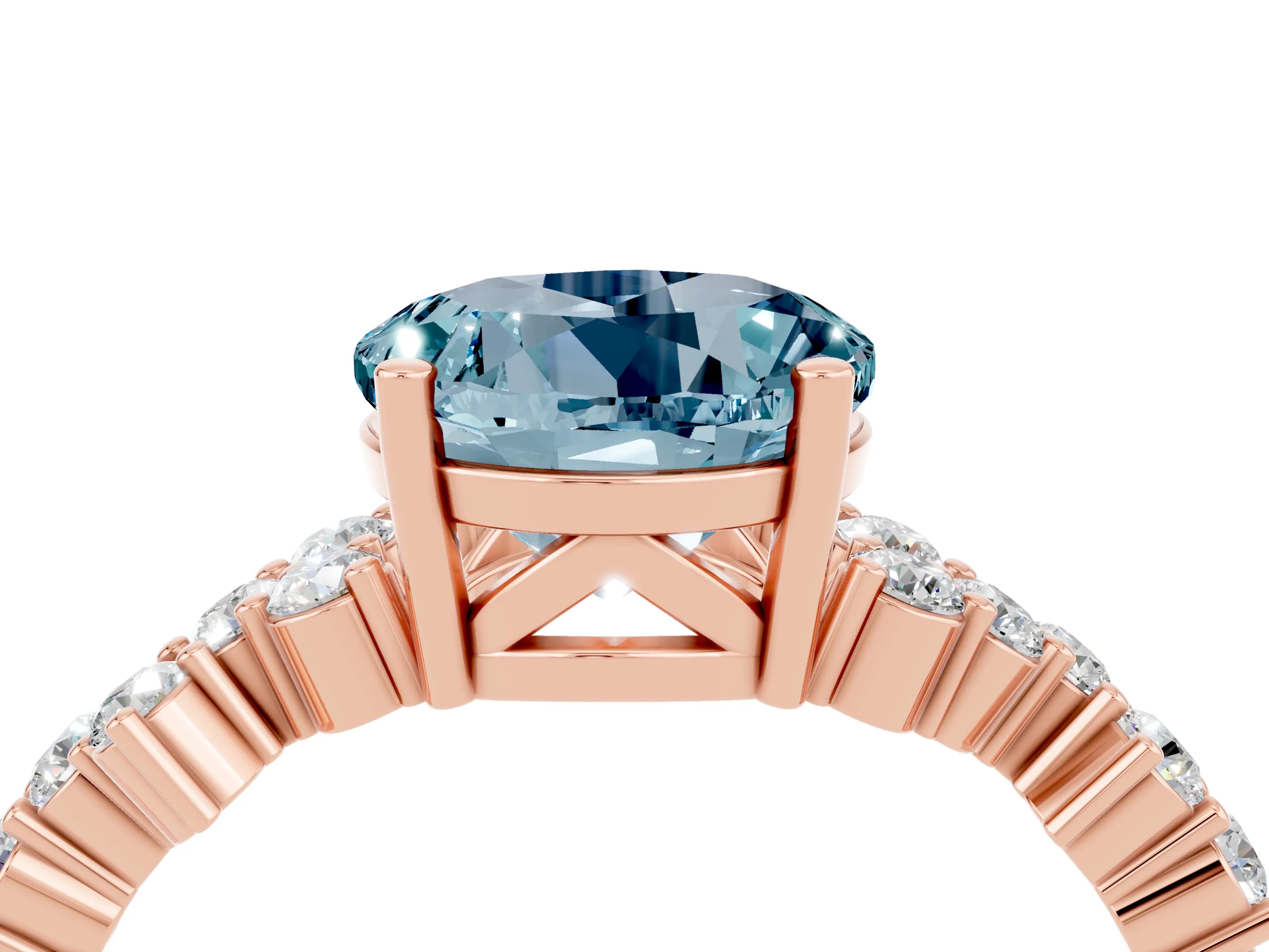 Rose gold Round Cut Diamond Cluster Pavé Band with Four-Prong Setting_4