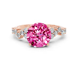 Rose gold Round Cut Diamond Cluster Pavé Band with Four-Prong Setting