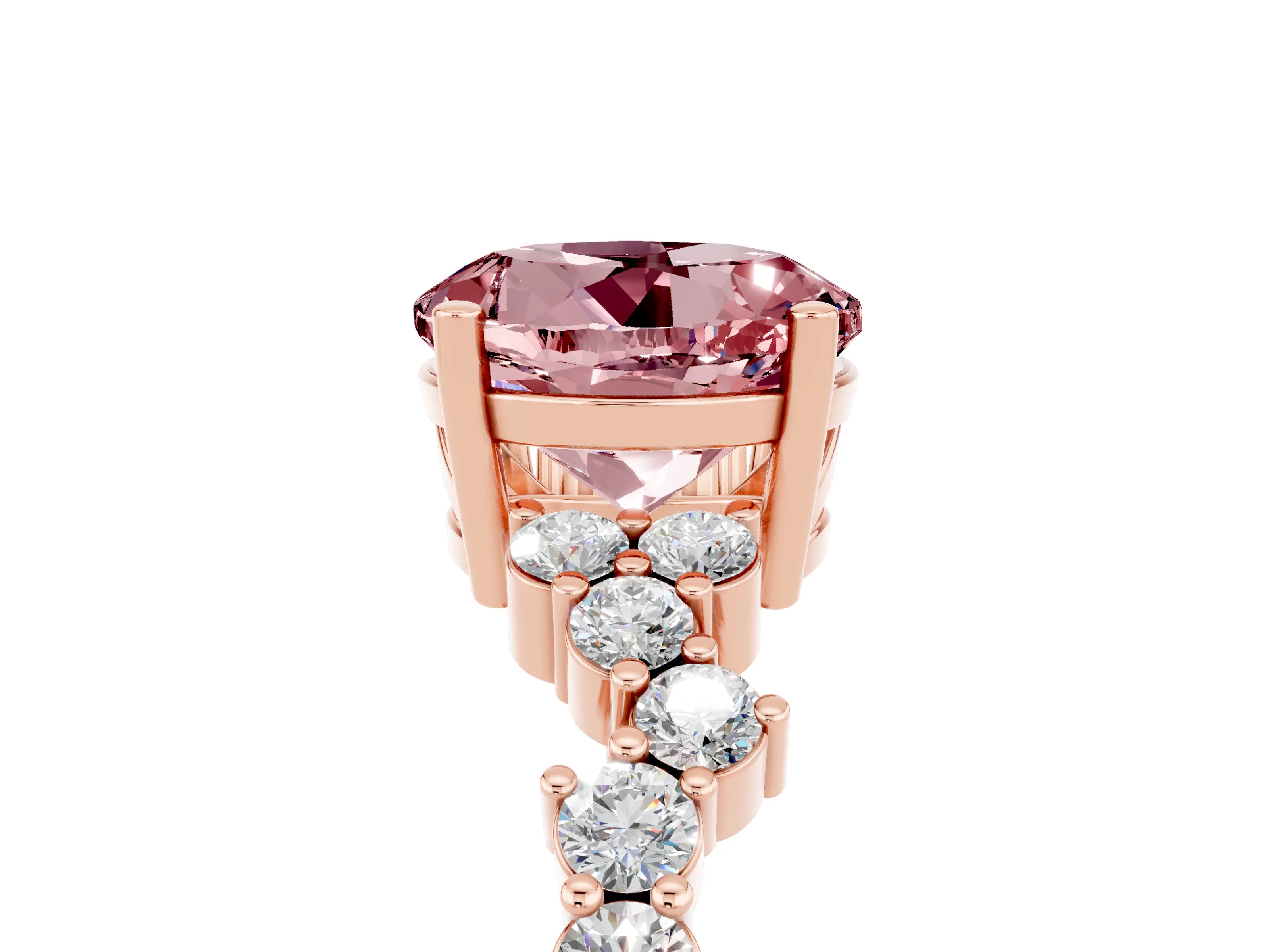 Rose gold Round Cut Diamond Cluster Pavé Band with Four-Prong Setting_5