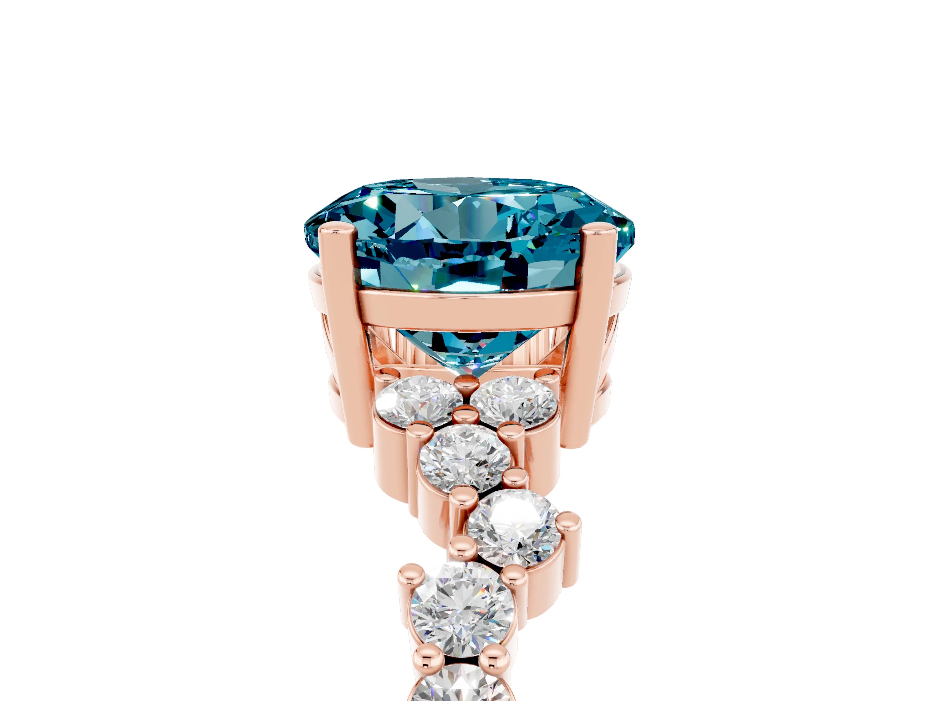 Rose gold Round Cut Diamond Cluster Pavé Band with Four-Prong Setting_5
