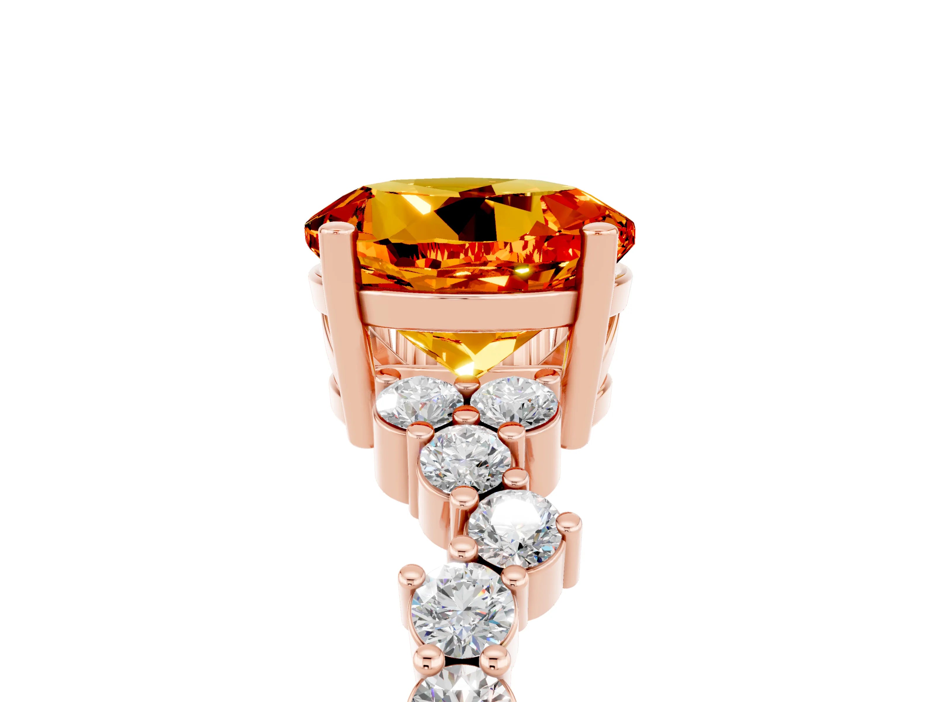 Rose gold Round Cut Diamond Cluster Pavé Band with Four-Prong Setting_5