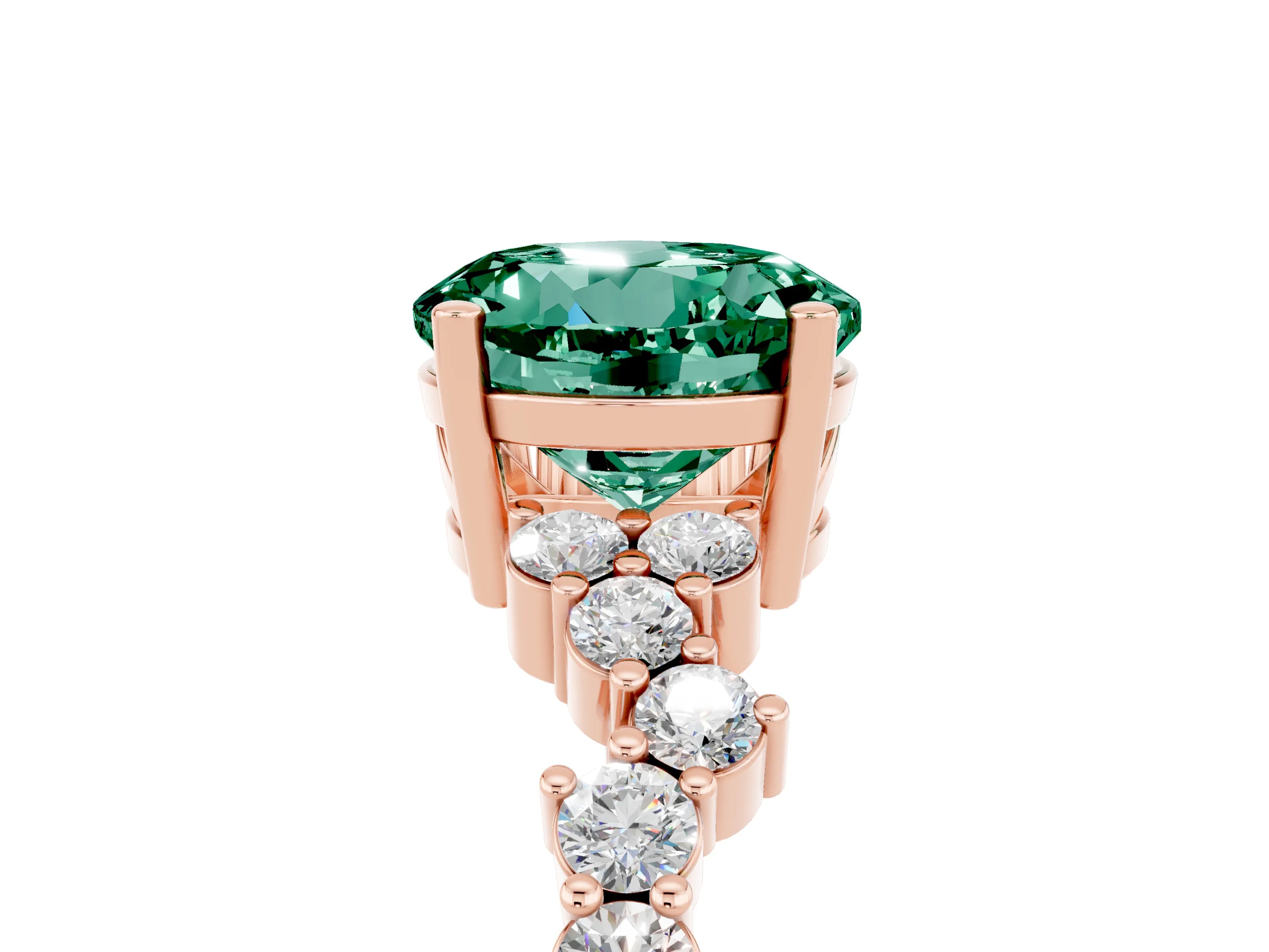 Rose gold Round Cut Diamond Cluster Pavé Band with Four-Prong Setting_5