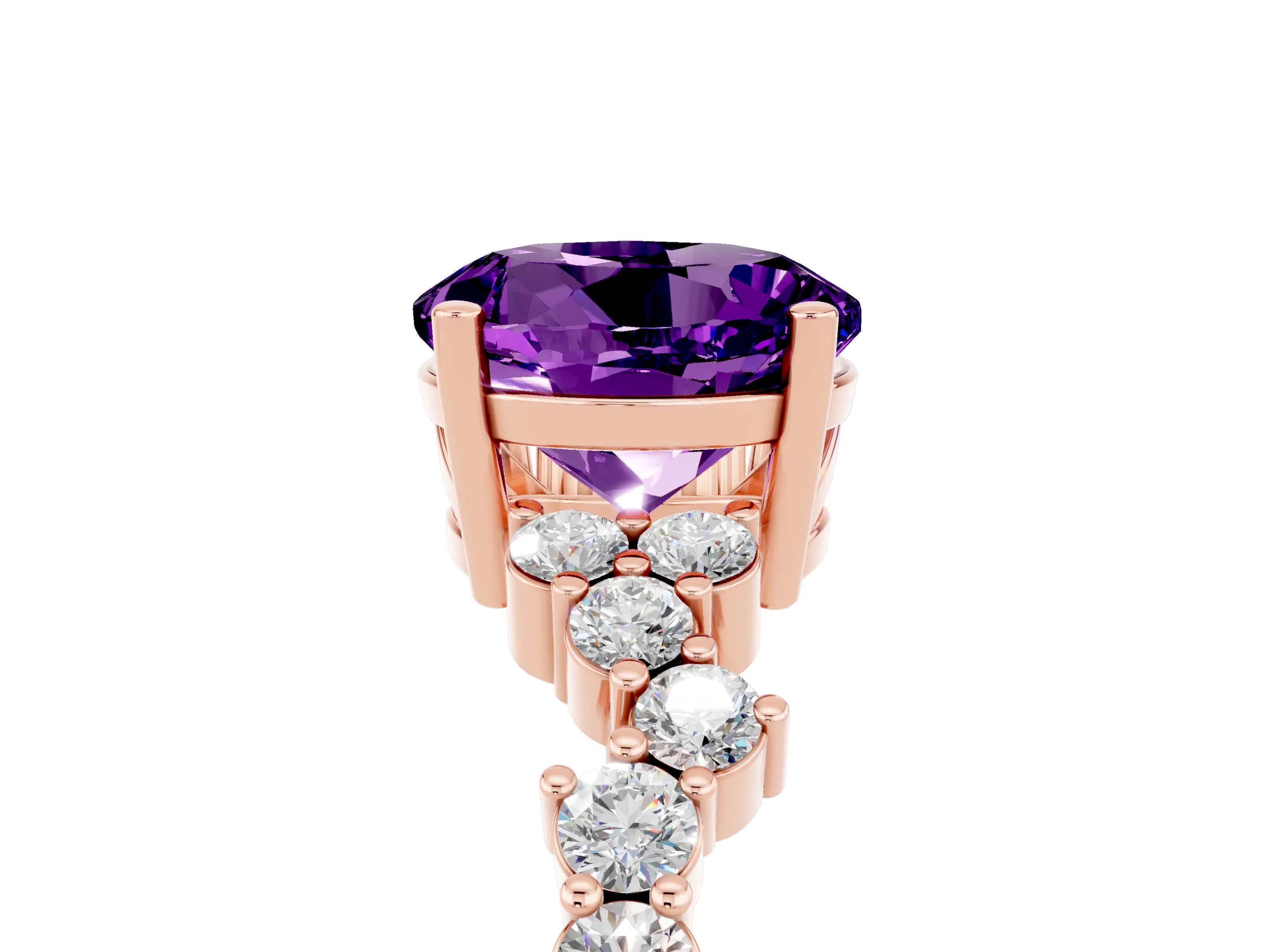 Rose gold Round Cut Diamond Cluster Pavé Band with Four-Prong Setting_5