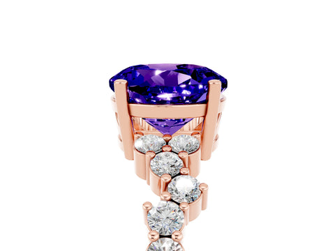 Rose gold Round Cut Diamond Cluster Pavé Band with Four-Prong Setting_5