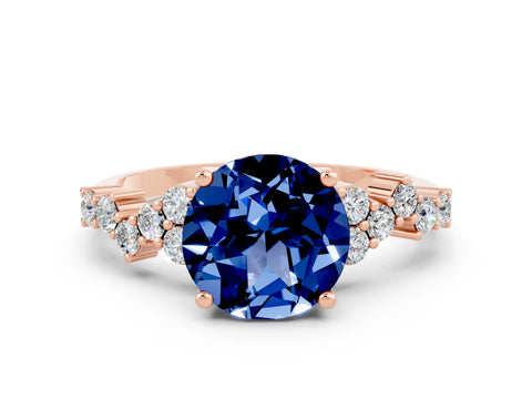 Rose gold Round Cut Diamond Cluster Pavé Band with Four-Prong Setting
