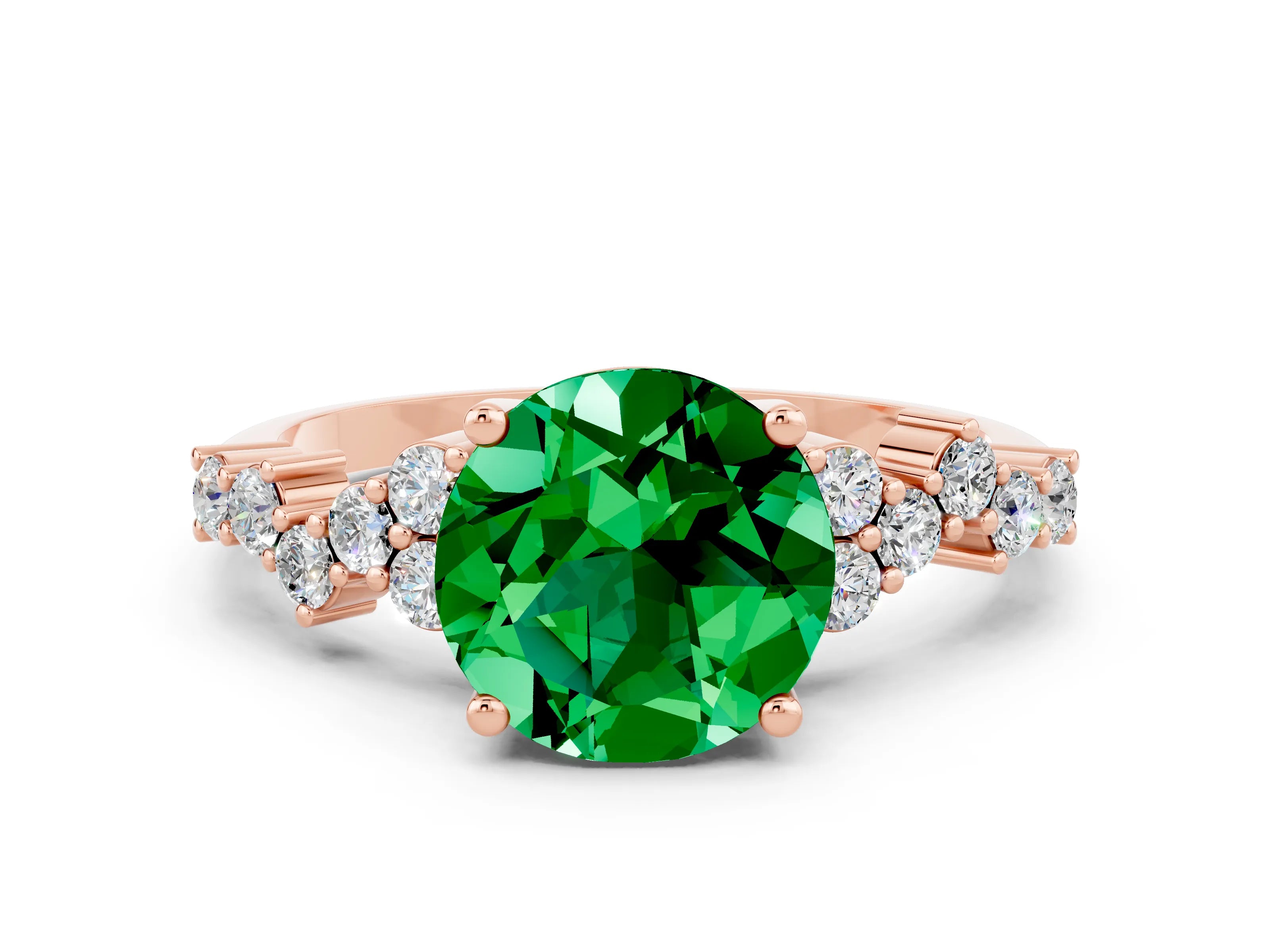 Rose gold Round Cut Diamond Cluster Pavé Band with Four-Prong Setting