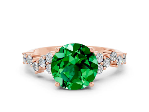 Rose gold Round Cut Diamond Cluster Pavé Band with Four-Prong Setting