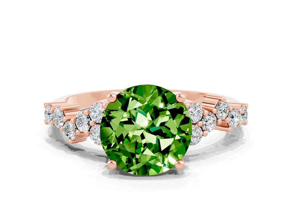 Rose gold Round Cut Diamond Cluster Pavé Band with Four-Prong Setting