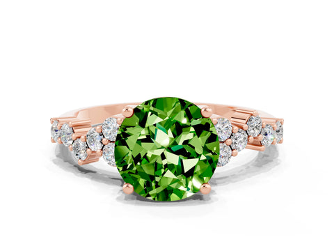 Rose gold Round Cut Diamond Cluster Pavé Band with Four-Prong Setting