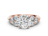 Rose gold Round Cut Diamond Cluster Ring with Round Accent Stones and Prong Setting on a Classic Band_62