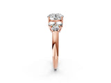 Rose gold Round Cut Diamond Cluster Ring with Round Accent Stones and Prong Setting on a Classic Band_64