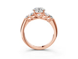 Rose gold Round Cut Diamond Cluster Ring with Round Accent Stones and Prong Setting on a Classic Band_65