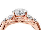 Rose gold Round Cut Diamond Cluster Ring with Round Accent Stones and Prong Setting on a Classic Band_66