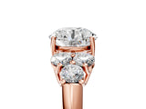 Rose gold Round Cut Diamond Cluster Ring with Round Accent Stones and Prong Setting on a Classic Band_67