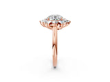 Rose gold Round Cut Diamond Cluster Ring with Round and Baguette Stones, Split Shank Band, Prong Setting_17