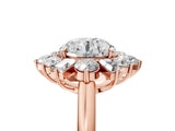 Rose gold Round Cut Diamond Cluster Ring with Round and Baguette Stones, Split Shank Band, Prong Setting_8
