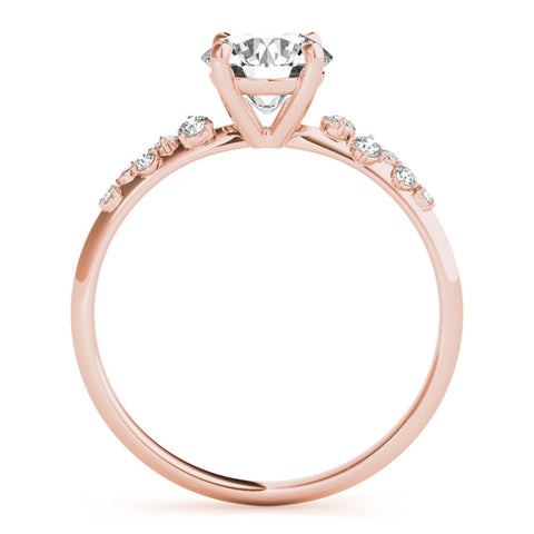 Rose gold Round Cut Diamond Cluster Side Stone Solitaire Ring with Prong Setting 2