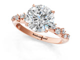 Rose gold Round Cut Diamond Cluster Side Stone Solitaire Ring with Prong Setting_62