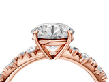 Rose gold Round Cut Diamond Cluster Side Stone Solitaire Ring with Prong Setting_65
