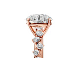 Rose gold Round Cut Diamond Cluster Side Stone Solitaire Ring with Prong Setting_66