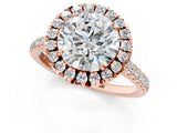 Rose gold Round Cut Diamond Cushion Halo Ring with Pavé Band_16