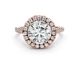 Rose gold Round Cut Diamond Cushion Halo Ring with Pavé Band_3
