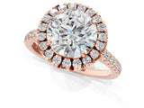 Rose gold Round Cut Diamond Cushion Halo Ring with Pavé Band_4