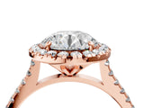 Rose gold Round Cut Diamond Cushion Halo Ring with Pavé Band_7
