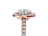 Rose gold Round Cut Diamond Cushion Halo Ring with Pavé Band_8
