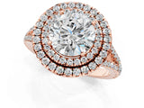 Rose gold Round Cut Diamond Double Halo Ring with Pavé Band and Prong Setting_80