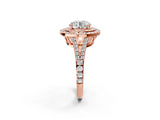Rose gold Round Cut Diamond Double Halo Ring with Pavé Band and Prong Setting_81