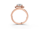 Rose gold Round Cut Diamond Double Halo Ring with Split Shank and Four-Prong Setting_6