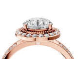 Rose gold Round Cut Diamond Double Halo Ring with Split Shank and Four-Prong Setting_7