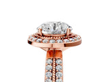 Rose gold Round Cut Diamond Double Halo Ring with Split Shank and Four-Prong Setting_8