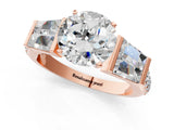 Rose gold Round Cut Diamond Engagement Ring with Baguette Side Stones and Channel Set Band_43
