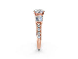Rose gold Round Cut Diamond Engagement Ring with Baguette Side Stones and Channel Set Band_44