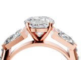 Rose gold Round Cut Diamond Engagement Ring with Baguette Side Stones and Channel Set Band_46