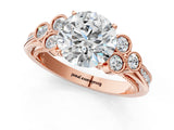 Rose gold Round Cut Diamond Engagement Ring with Bezel Set Round Side Stones and Prong Setting_63