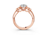 Rose gold Round Cut Diamond Engagement Ring with Bezel Set Round Side Stones and Prong Setting_65