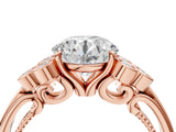 Rose gold Round Cut Diamond Engagement Ring with Bezel Set Round Side Stones and Prong Setting_66
