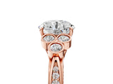 Rose gold Round Cut Diamond Engagement Ring with Bezel Set Round Side Stones and Prong Setting_67